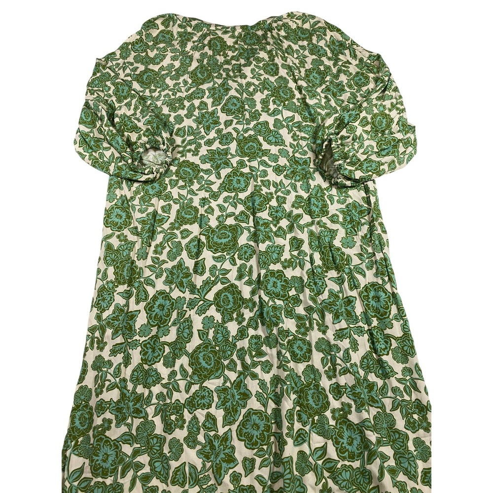Citrine Swim and Be Free Green Floral Henley Maxi Dress Long Sleeve Large - Picture 5 of 14